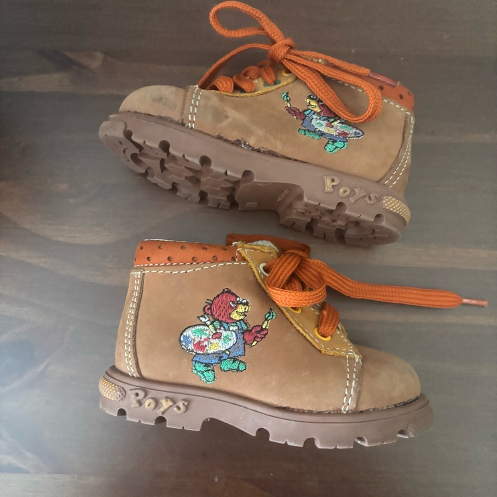 Toddler Brown Leather Lace-Up Boots